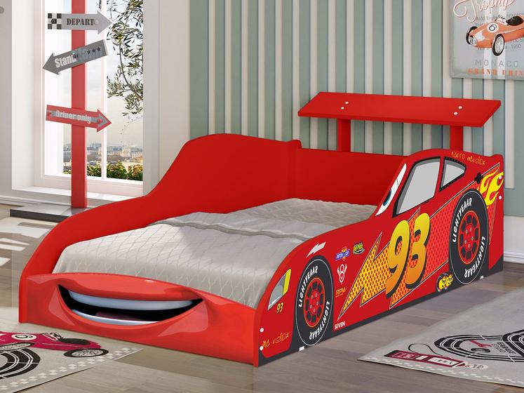 Cama Solteiro Infantil Carro McVeloz Com Colchão D20 Menor preço em Cama Solteiro Infantil Carro McVeloz Com Colchão D20