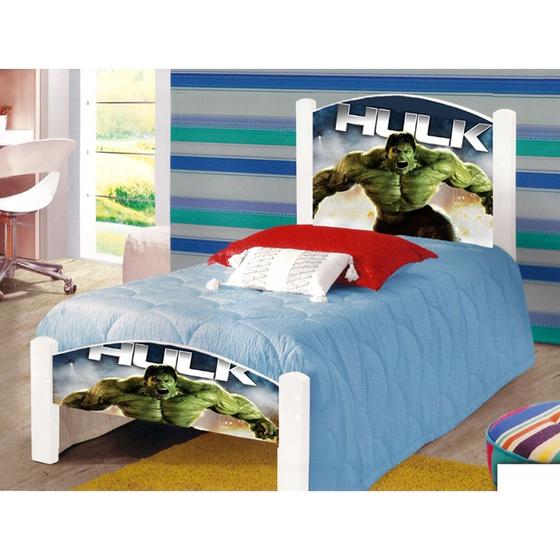 Imagem de Cama Solteiro Infantil Herói Verde Adesivada com Colchão 