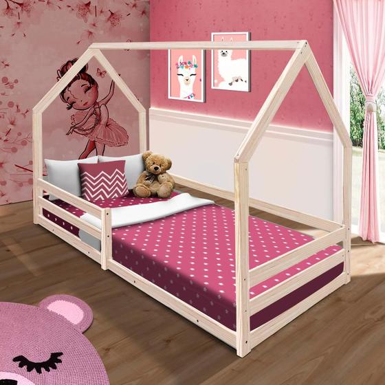 Imagem de Cama Solteiro Montessori de Madeira Maciça Naturale - Bella Shop Jm