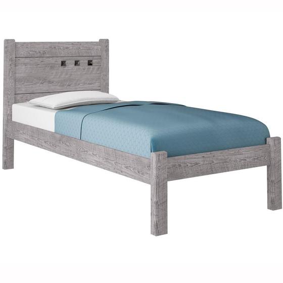 Cama Solteiro Paola II Cinza com Colchão Menor preço em Cama Solteiro Paola II Cinza com Colchão