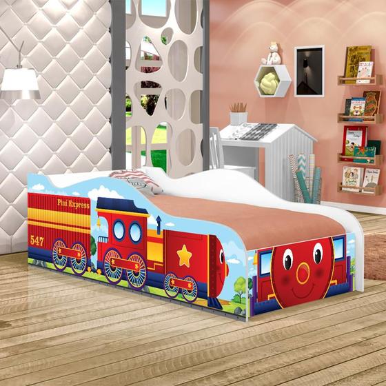 Imagem de Cama Trem da Alegria Joy Vermelho Infantil Com Colchão