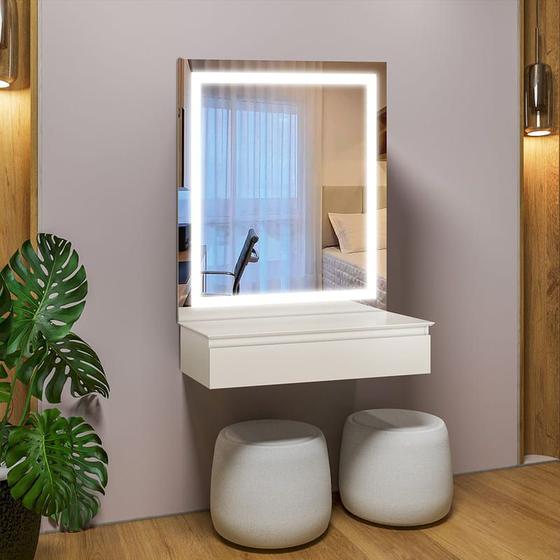 Imagem de Camarim com Espelho e LED - Lyon-Off White - Mavau Móveis