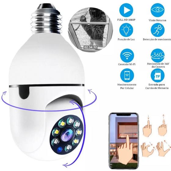 Imagem de Câmera 360º com LEDs ajustáveis para melhor iluminação noturna.