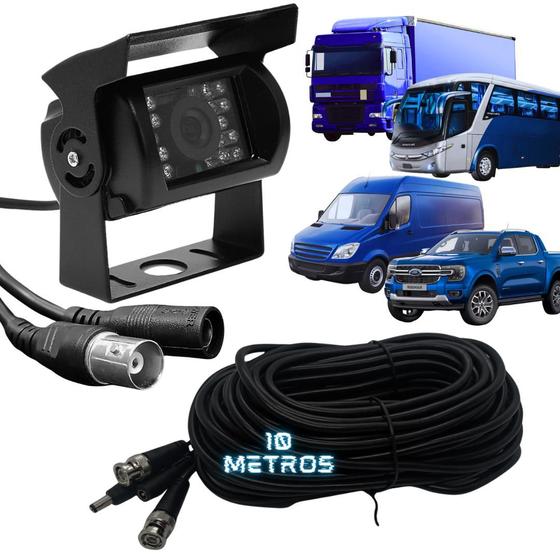 Imagem de Câmera Automotiva prova dagua 18 Led Infra 12/24v Cabo 10 Metros bnc