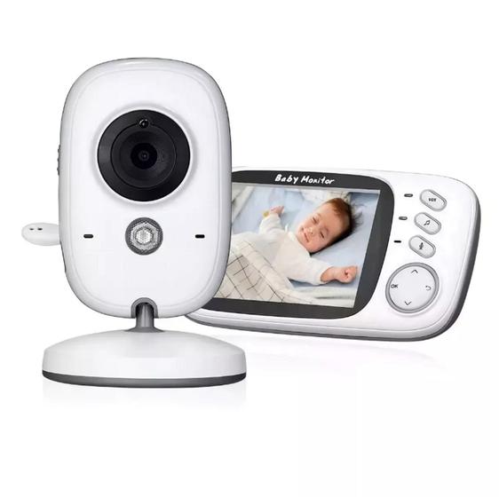 Imagem de Camera Babá Eletrônica Infantil Visão Noturna Monitor LCD 3,2 Full HD Bivolt Sem Fio Digital