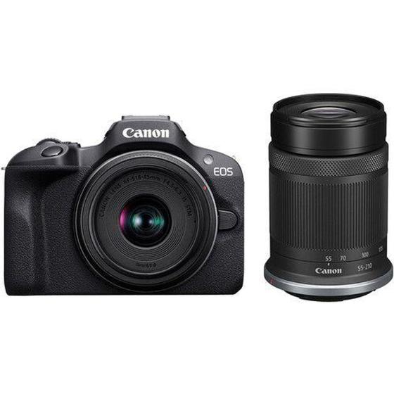 Câmera canon eos r100 com lente 18-45mm + 55-210mm mirrorless Imagem de Câmera canon eos r100 com lente 18-45mm + 55-210mm mirrorless