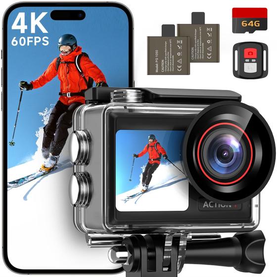 Imagem de Câmera de Ação ODDV 4K 60FPS 30MP - com LCD Frontal e 64GB