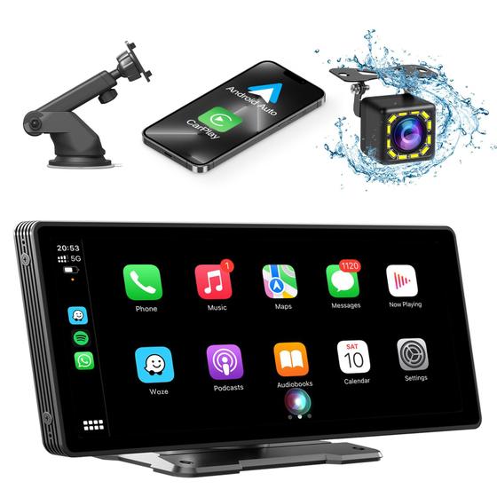 Imagem de Câmera de Backup Sem Fio KMUTZY com Tela e CarPlay - 10.26"