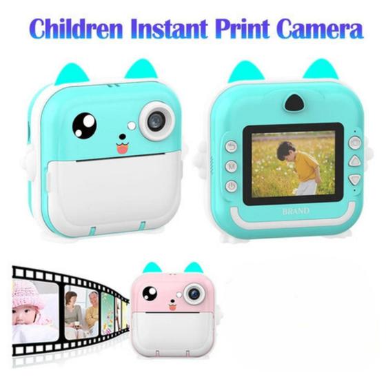 Imagem de Câmera De Impressão Instantânea Para Crianças Com Impressora Cor Azul