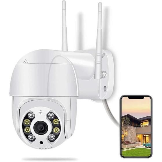 Imagem de Câmera de Segurança Externa Ip WiFi Prova D'água, IP66, A8, Infravermelho, PTZ 360, Vigilância, Panorâmica, Com Sensor