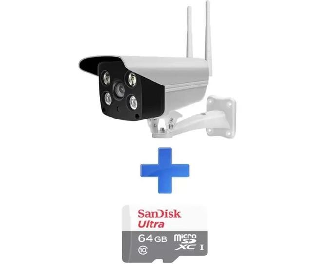 Imagem de Câmera De Segurança Ip Fixa À Prova D'agua WiFi Com Cartão 64 gb