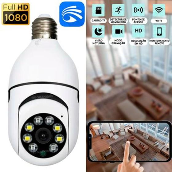 Imagem de Camera De Segurança Ip Lâmpada Visão Noturna Wifi 360 Espiã - Smart Camera