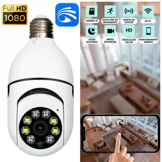 Imagem de Camera De Segurança Ip Lâmpada Visão Noturna Wifi 360 Espian - Smart Camera
