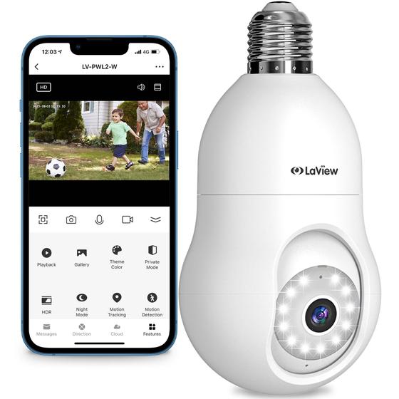 Imagem de Câmera de Segurança LaView 4MP Bulb 2K - Wireless, 360° e Compatível com Alexa