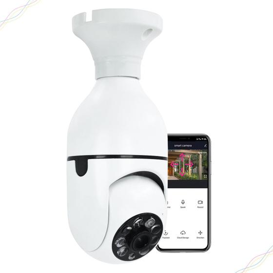 Imagem de Câmera de Segurança Smart Wifi Lampada Led Monitoramento Visão Noturna Remoto Giro 360º