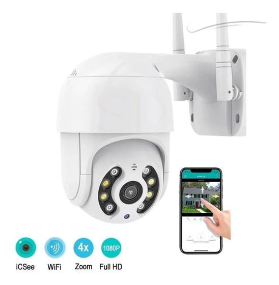 Imagem de Câmera de segurança Wi-Fi Smart Câmera  com resolução de 2MP visão noturna incluída branca