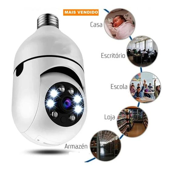 Imagem de Câmera De Segurança Wifi Ip Smart Lampada E27 Com Ir