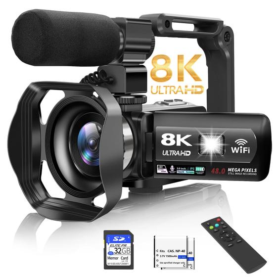 Imagem de Câmera de Vídeo MURAUX 8K 48MP - Filmadora UHD WiFi com Visão Noturna