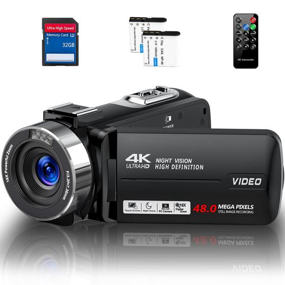 Imagem de Câmera de Vídeo OKEZZI 4K Ultra HD 48MP com Visão Noturna