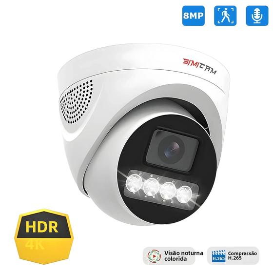 Simicam Camera Câmera De Vigilância IP 4K 8MP POE H.265 HD Night Vision Audio Dome ...