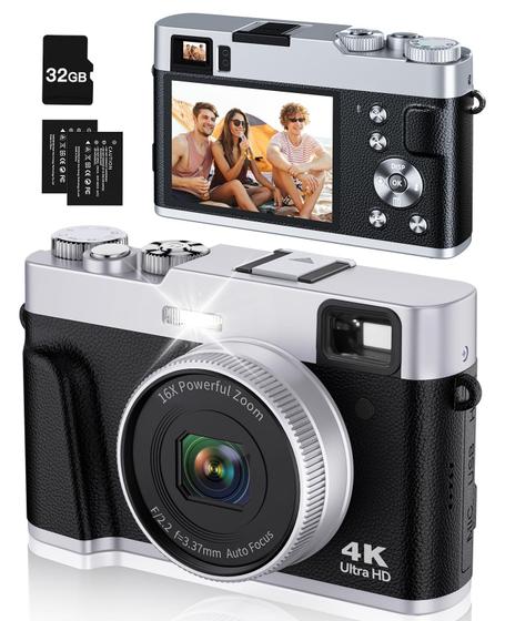 Imagem de Câmera Digital Bifevsr 4K 48MP - Visor LCD, Zoom 16x e 2 Baterias