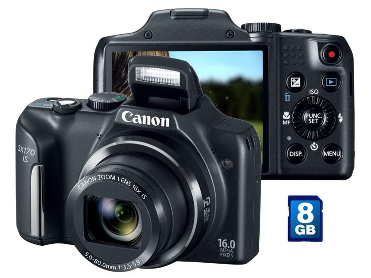 Câmera Digital Canon PowerShot SX170 IS - 16MP LCD 3” Zoom Óptico 16x