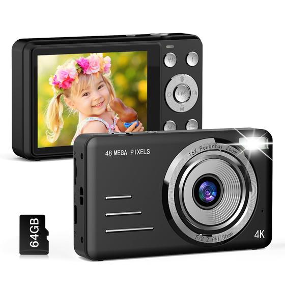 Imagem de Câmera digital Forc FHD 1080P 48MP com cartão de 64GB com zoom 16X