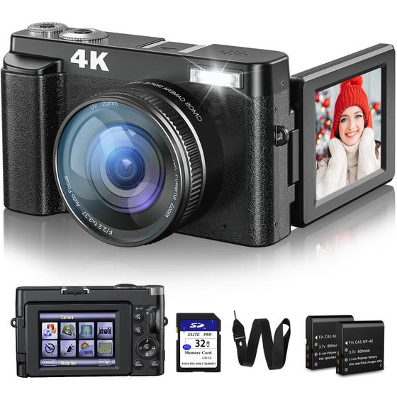 Imagem de Câmera digital Fulealfly 4K 48MP Vlogging com 2 baterias