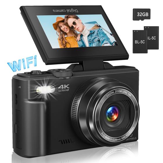 Imagem de Câmera digital Gavonde 4K Vlogging 64MP 18x Zoom 32GB TF Card