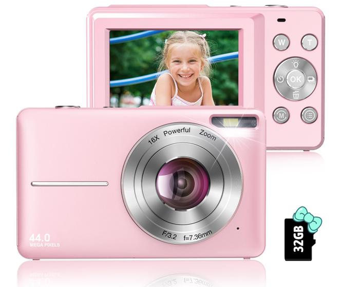 Imagem de Câmera Digital Infantil FHD 44MP - Zoom 16x - Rosa