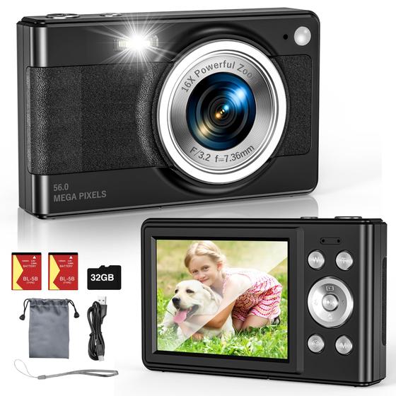 Imagem de Câmera Digital Infantil Fleafer 56MP FHD 1080P - Preta