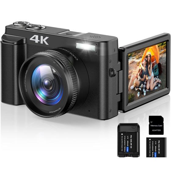 Imagem de Câmera digital IWEUKJLO 4K 48MP com cartão SD de 32GB e 2 baterias