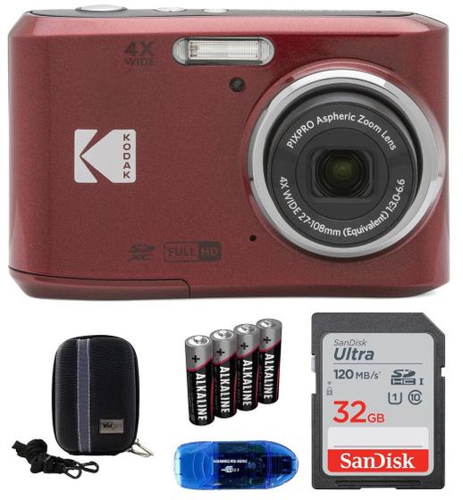 Imagem de Câmera Digital Kodak Pixpro FZ45 Vermelha com Cartão de Memória de 32GB