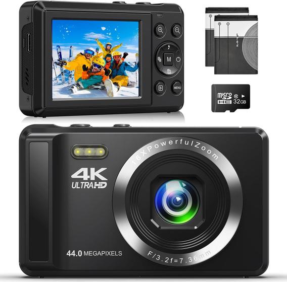 Imagem de Câmera digital KuajingKing 4K 44MP Compact 16X Zoom com 32GB