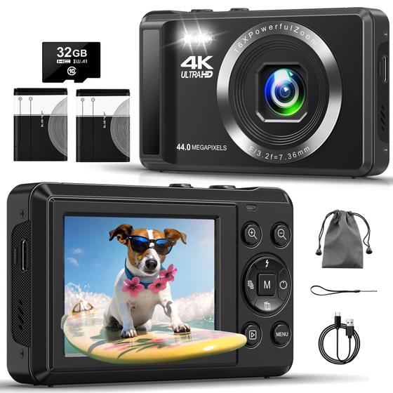 Imagem de Câmera digital LineWSY 4K 44MP UHD com zoom 16x, cartão SD de 32GB