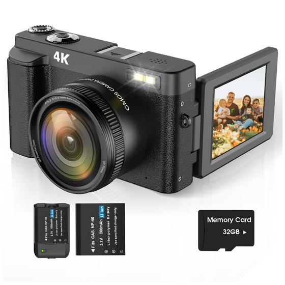 Imagem de Câmera digital Oiadek 4K 48MP Vlogging com tela Flash de 3"