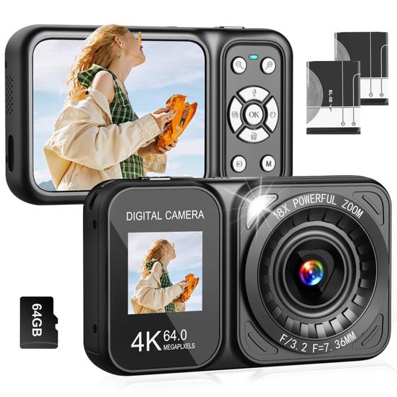 Imagem de Câmera Digital QUOLODOO 4K 64MP com Zoom 18x - Inclui Cartão TF de 64GB