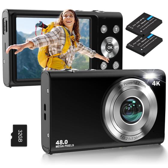 Imagem de Câmera Digital STUOGYUM UHD 4K 48MP com Zoom 16x - Inclui Cartão de 32GB