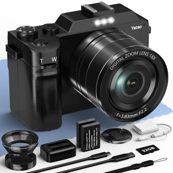 Imagem de Câmera digital Yatao 4K 64MP WiFi com lente grande angular e macro de 64GB