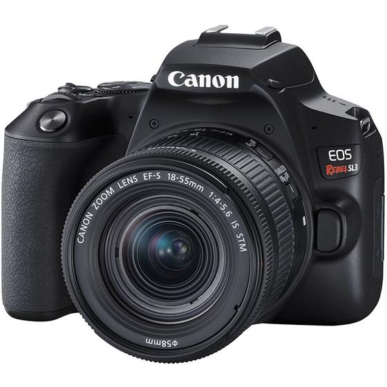 Câmera DSLR Canon EOS Rebel SL3 com lente 18-55mm IS STM Menor preço em Câmera DSLR Canon EOS Rebel SL3 com lente 18-55mm IS STM