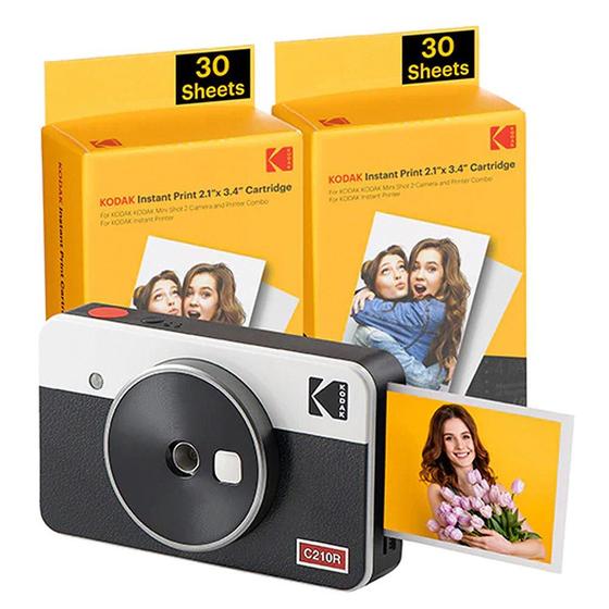 Imagem de Câmera e Impressora Instantânea Mini Shot 2 Retrô Kodak Branca - PM00S116A0