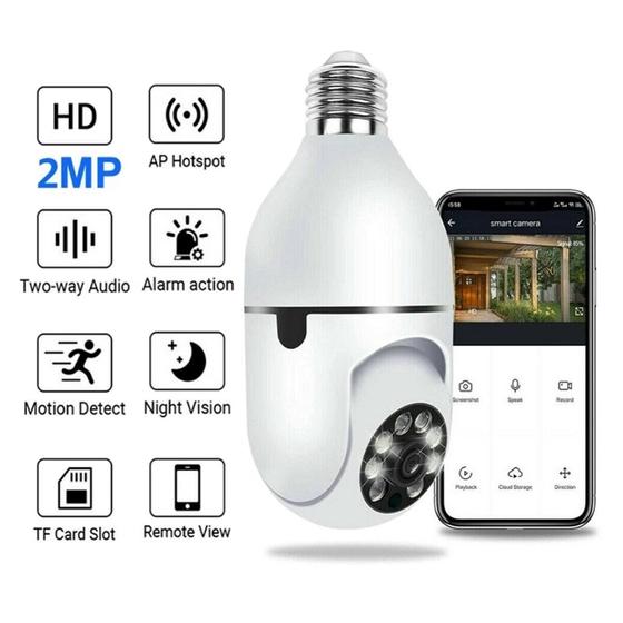 Imagem de Câmera e Lâmpada 360 3D Panorâmica com wifi e Conectividade com Celular  Cartão 32 gb