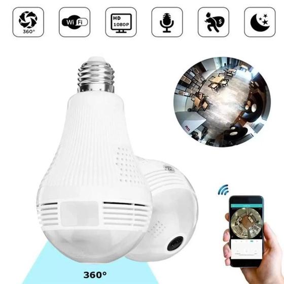 Camera Espia Segurança Lâmpada Visão de 360 Wifi Menor preço em Camera Espia Segurança Lâmpada Visão de 360 Wifi