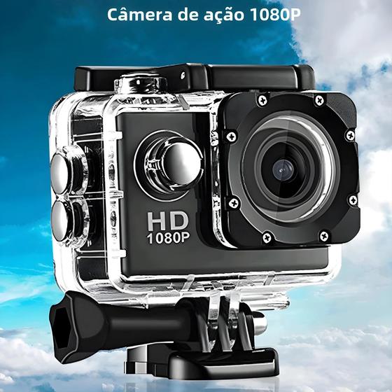 Imagem de Câmera Esportiva HD Mini à Prova D'Água - Multifuncional com Tela de 2 Polegadas para Mergulho