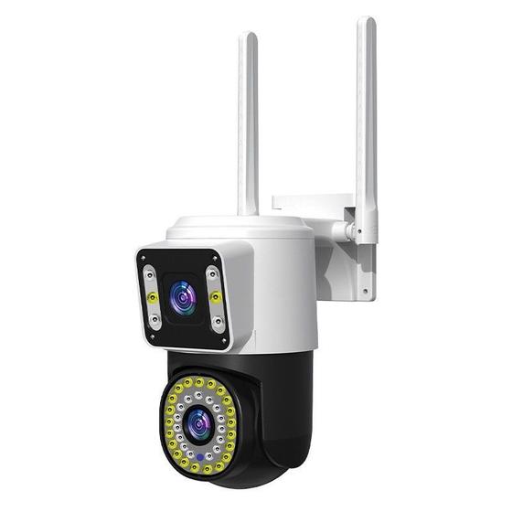 Imagem de Camera Externa Ip a Prova D'água Wifi Dupla 2 Em 1 com Visao Noturna C/ Infravermelho monitor-G1