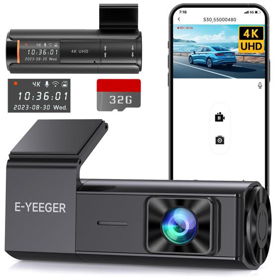 Imagem de Câmera frontal WiFi Dash Cam E-YEEGER 4K para carros