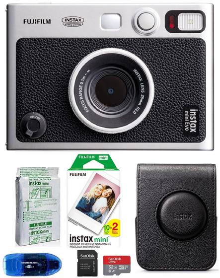 Imagem de Câmera Fujifilm INSTAX Mini EVO Hybrid preta com estojo e filme