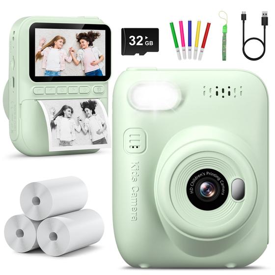 Imagem de Câmera infantil Hangrui Instant Print 12MP 1080P 32GB 3-12 anos