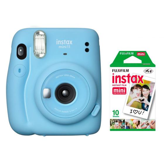 Imagem de Câmera instantânea Fujifilm Instax Mini 11 Azul + Filme Instax com 10 poses