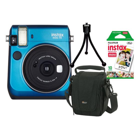 Imagem de Câmera Instantânea FujiFilm Instax Mini 70 Azul + Filme, Bolsa e Tripé